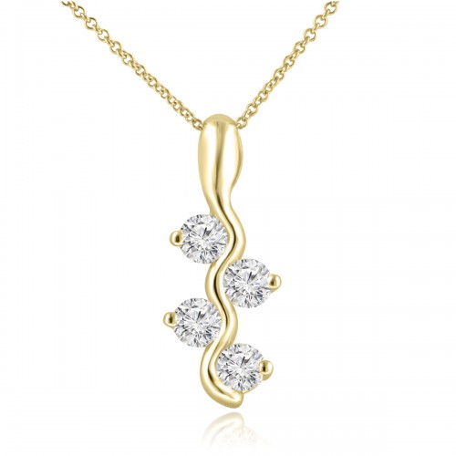 0.65 Ct Ladies Round Cut Diamond Pendant / Necklace In 14 kt Yellow Gold